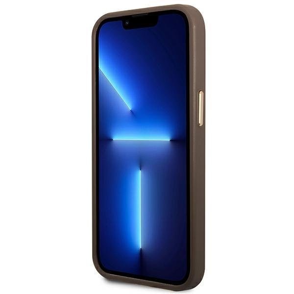 Кейс Guess GUHMP14SU4GPRW за iPhone 14 6.1", кафяв / кафяв, твърд, 4G Logo Plate MagSafe