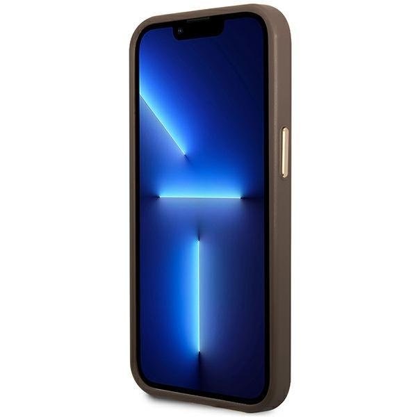 Кейс Guess GUHMP14XU4GPRW за iPhone 14 Pro Max 6.7", кафяв / кафяв, твърд, 4G Logo Plate MagSafe