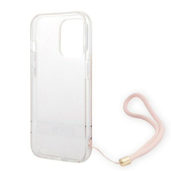Кейс Guess GUOHCP14LH4STP за iPhone 14 Pro 6.1", розов / розов, твърд, 4G Print Strap