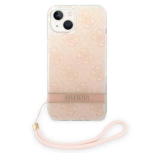 Кейс Guess GUOHCP14MH4STP за iPhone 14 Plus 6.7", розов / розов, твърд, 4G Print Strap