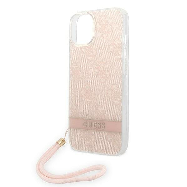 Кейс Guess GUOHCP14MH4STP за iPhone 14 Plus 6.7", розов / розов, твърд, 4G Print Strap