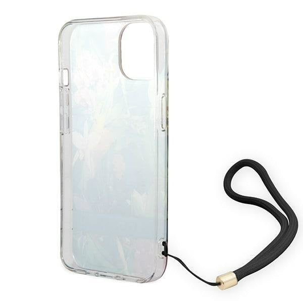 Кейс Guess GUOHCP14MHFLSB за iPhone 14 Plus 6.7", син / син, твърд, Flower Strap