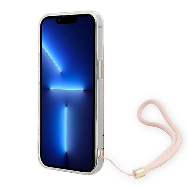 Кейс Guess GUOHCP14SH4STP за iPhone 14 6.1", розов / розов, твърд, 4G Print Strap