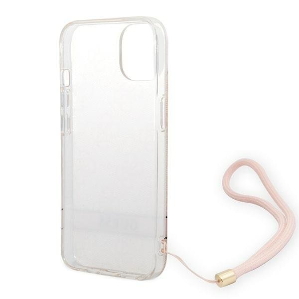 Кейс Guess GUOHCP14SH4STP за iPhone 14 6.1", розов / розов, твърд, 4G Print Strap