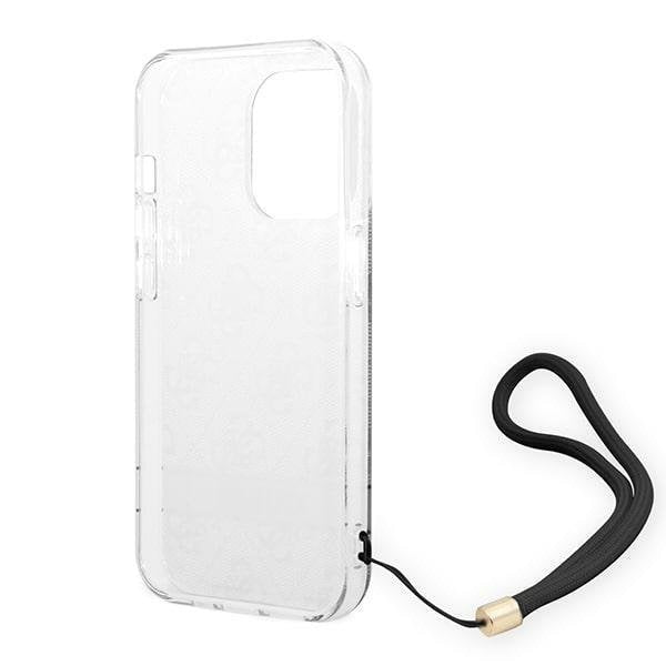 Кейс Guess GUOHCP14XH4STK за iPhone 14 Pro Max 6.7", черен / черен, твърд, 4G Print Strap