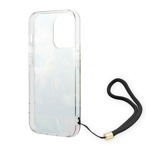 Кейс Guess GUOHCP14XHFLSB за iPhone 14 Pro Max 6.7", син / син, твърд, Flower Strap