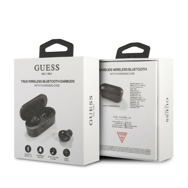 Безжични слушалки Guess GUTWST31EK, TWS, Bluetooth 5.0, IPX4, слушалка(50mAh), кутия(400mAh), черни