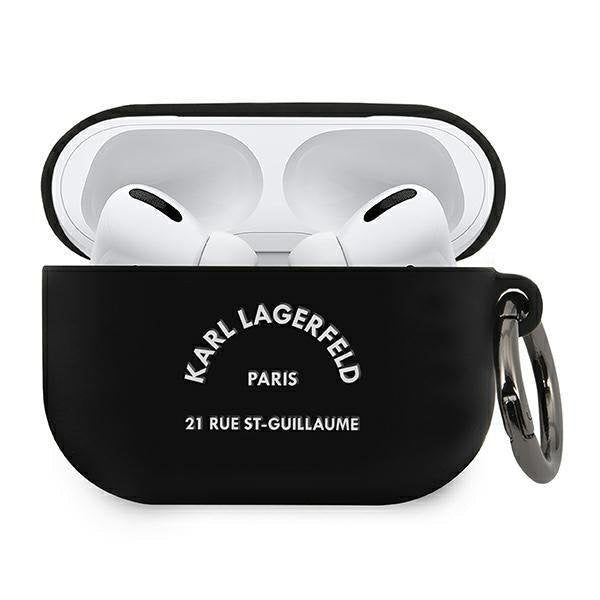 Силиконова каишка Karl Lagerfeld KLACAPSILRSGBK за AirPods Pro, черен / черен, Silicone RSG