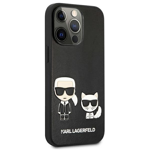 Кейс Karl Lagerfeld KLHCP13LPCUSKCBK за iPhone 13 Pro / 13 6,1", черен / черен, твърд, Ikonik Karl & Choupette