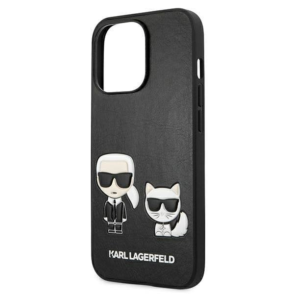Кейс Karl Lagerfeld KLHCP13LPCUSKCBK за iPhone 13 Pro / 13 6,1", черен / черен, твърд, Ikonik Karl & Choupette