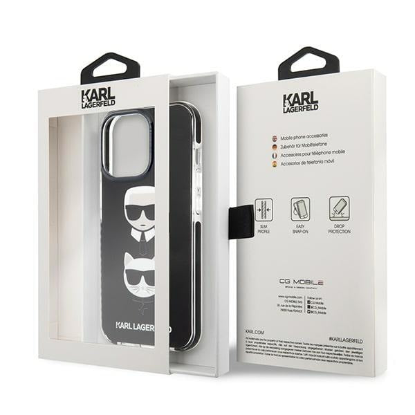 Кейс Karl Lagerfeld KLHCP13LTPE2TK за iPhone 13 Pro / 13 6,1", твърд, черен / черен, Karl&Choupette Head