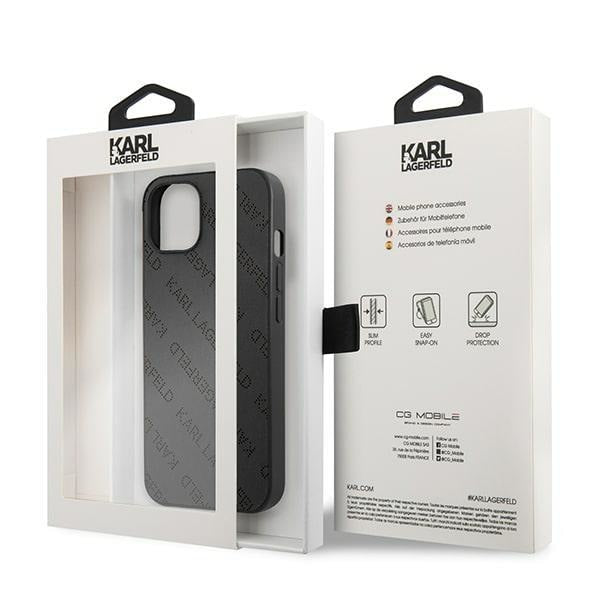 Кейс Karl Lagerfeld KLHCP13SPTLK за iPhone 13 mini 5,4", твърд, черен / черен, Perforated Allover