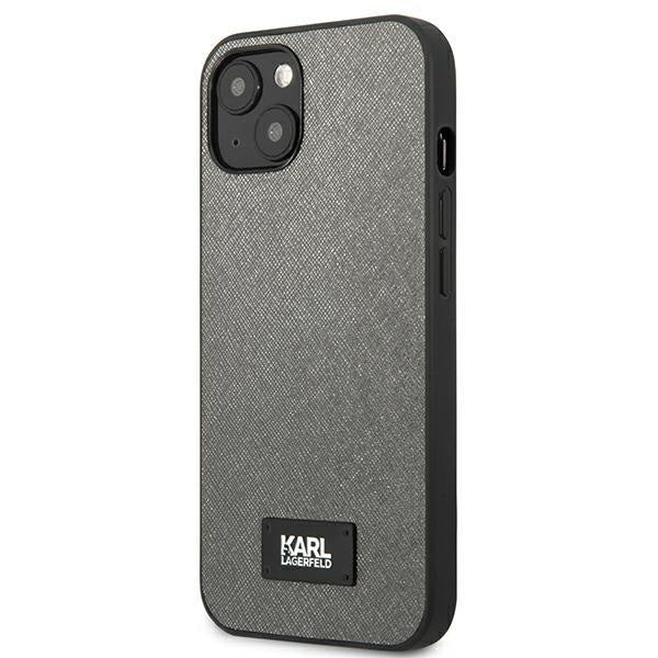 Кейс Karl Lagerfeld KLHCP13SSFMP2DG за iPhone 13 mini 5,4", твърд, сребърен / сребърен, Saffiano Plaque