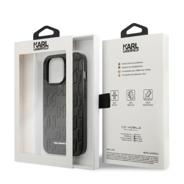 Кейс Karl Lagerfeld KLHCP13XMNMP1K за iPhone 13 Pro Max 6,7", твърд, черен / черен, Monogram Plaque