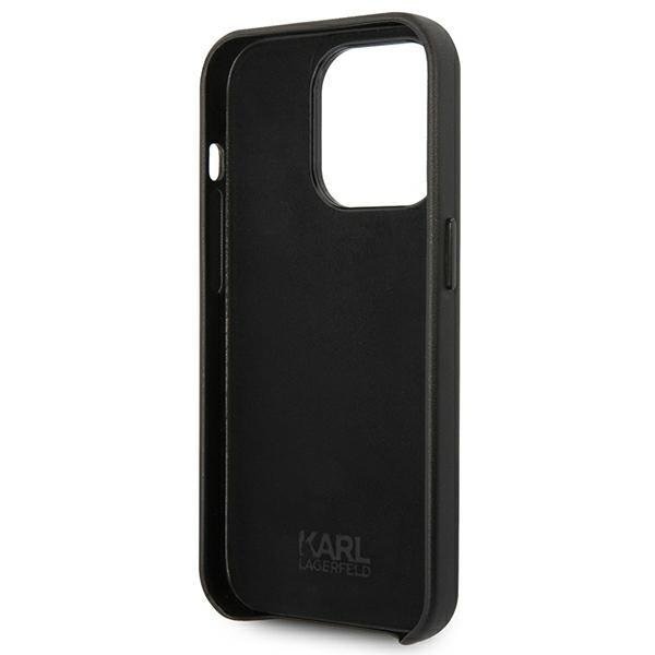 Кейс Karl Lagerfeld KLHCP14LFWHK за iPhone 14 Pro 6,1", твърд, черен / черен, Leather Perforated Logo