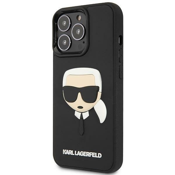 Кейс Karl Lagerfeld KLHCP14LKH3DBK за iPhone 14 Pro 6.1", черен / черен, твърд, 3D Rubber Karl`s Head