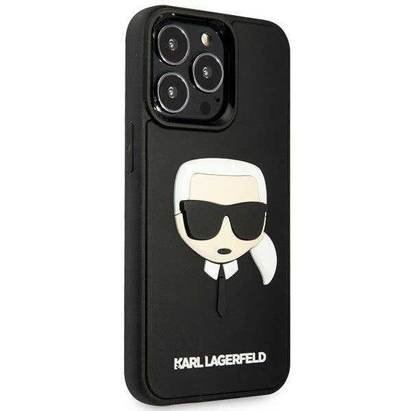 Кейс Karl Lagerfeld KLHCP14LKH3DBK за iPhone 14 Pro 6.1", черен / черен, твърд, 3D Rubber Karl`s Head