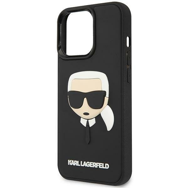 Кейс Karl Lagerfeld KLHCP14LKH3DBK за iPhone 14 Pro 6.1", черен / черен, твърд, 3D Rubber Karl`s Head