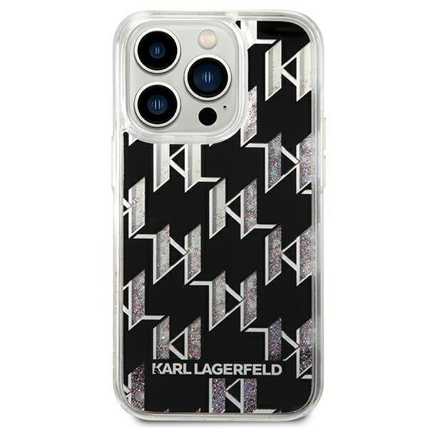 Кейс Karl Lagerfeld KLHCP14LLMNMK за iPhone 14 Pro 6.1", твърд, черен / черен, Liquid Glitter Monogram