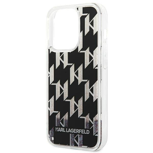 Кейс Karl Lagerfeld KLHCP14LLMNMK за iPhone 14 Pro 6.1", твърд, черен / черен, Liquid Glitter Monogram