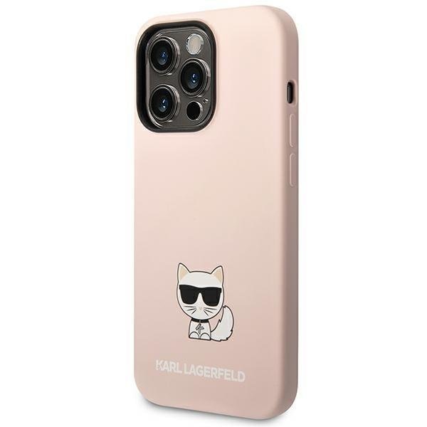 Кейс Karl Lagerfeld KLHCP14LSLCTPI за iPhone 14 Pro 6.1", твърд, светлорозов / светлорозов Silicone Choupette Body