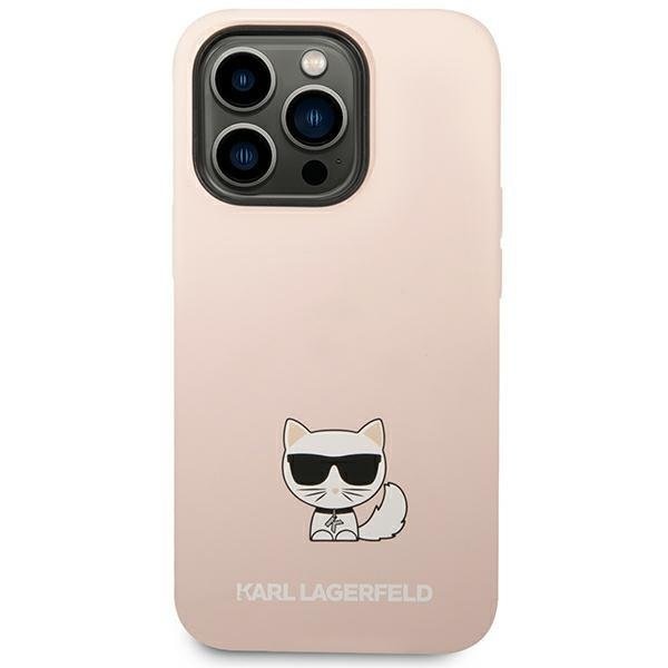 Кейс Karl Lagerfeld KLHCP14LSLCTPI за iPhone 14 Pro 6.1", твърд, светлорозов / светлорозов Silicone Choupette Body