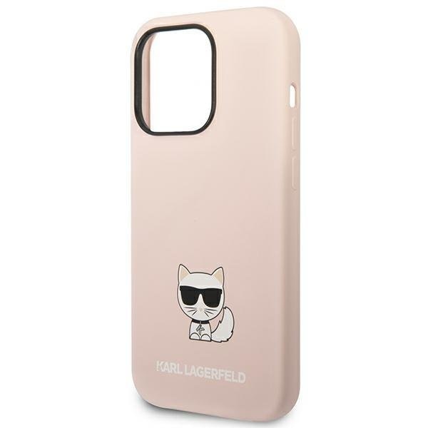 Кейс Karl Lagerfeld KLHCP14LSLCTPI за iPhone 14 Pro 6.1", твърд, светлорозов / светлорозов Silicone Choupette Body