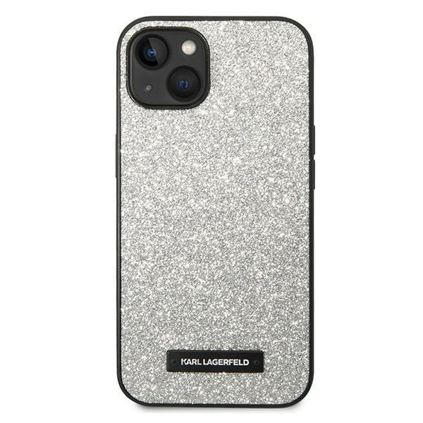 Кейс Karl Lagerfeld KLHCP14MG2ELS за iPhone 14 Plus 6.7", твърд, сребърен / сребърен, Glitter Plaque Logo