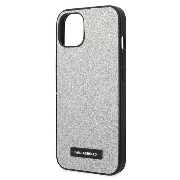 Кейс Karl Lagerfeld KLHCP14MG2ELS за iPhone 14 Plus 6.7", твърд, сребърен / сребърен, Glitter Plaque Logo