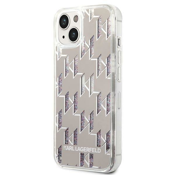 Кейс Karl Lagerfeld KLHCP14MLMNMS за iPhone 14 Plus 6.7", твърд, сребърен / сребърен, Liquid Glitter Monogram