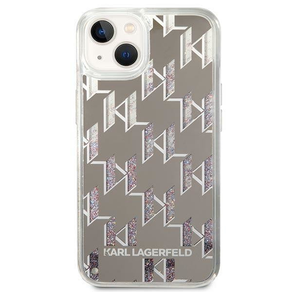 Кейс Karl Lagerfeld KLHCP14MLMNMS за iPhone 14 Plus 6.7", твърд, сребърен / сребърен, Liquid Glitter Monogram