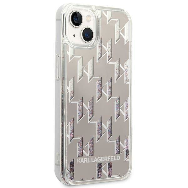 Кейс Karl Lagerfeld KLHCP14MLMNMS за iPhone 14 Plus 6.7", твърд, сребърен / сребърен, Liquid Glitter Monogram