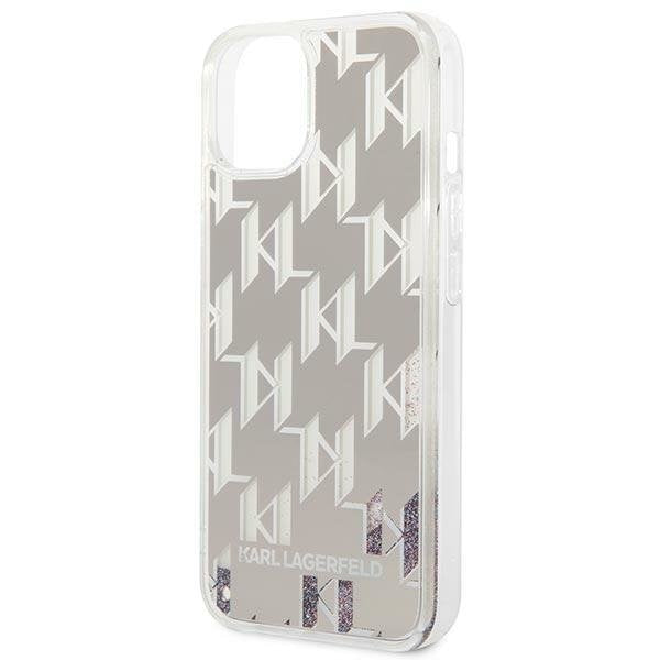 Кейс Karl Lagerfeld KLHCP14MLMNMS за iPhone 14 Plus 6.7", твърд, сребърен / сребърен, Liquid Glitter Monogram