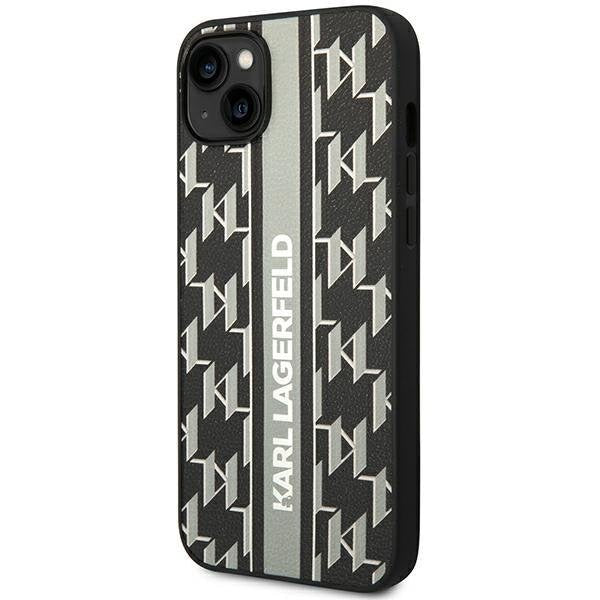 Кейс Karl Lagerfeld KLHCP14MPGKLSKG за iPhone 14 Plus 6.7", твърд, сив / сив, Monogram Stripe