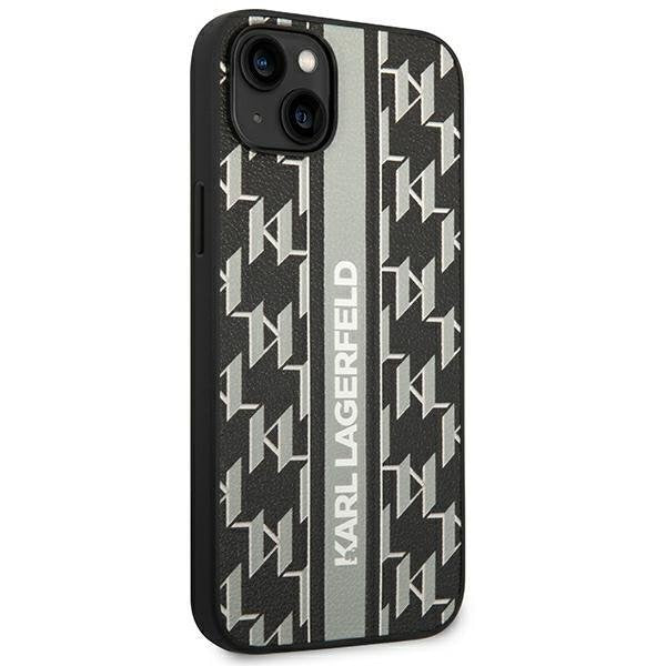 Кейс Karl Lagerfeld KLHCP14MPGKLSKG за iPhone 14 Plus 6.7", твърд, сив / сив, Monogram Stripe
