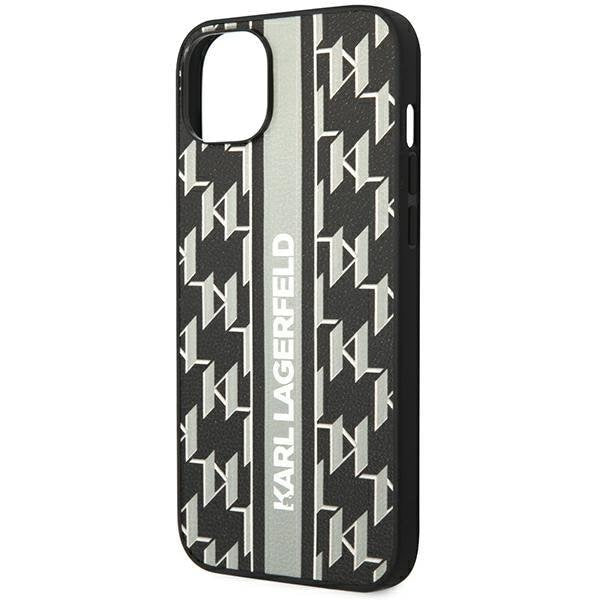 Кейс Karl Lagerfeld KLHCP14MPGKLSKG за iPhone 14 Plus 6.7", твърд, сив / сив, Monogram Stripe