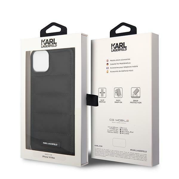 Кейс Karl Lagerfeld KLHCP14MPSQAK за iPhone 14 Plus 6,7", твърд, черен / черен, Puffy Elongated Logo