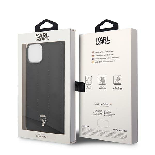 Кейс Karl Lagerfeld KLHCP14MPSQPK за iPhone 14 Plus 6,7", твърд, черен / черен, Puffy Ikonik Pin
