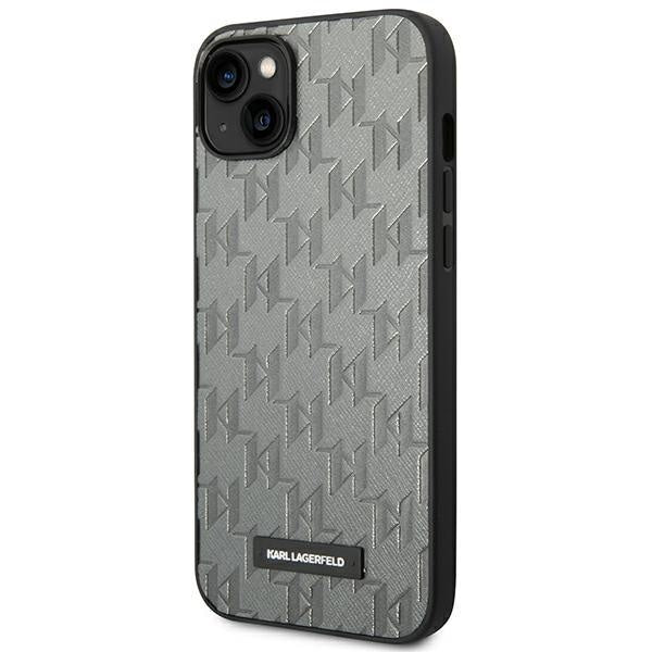 Кейс Karl Lagerfeld KLHCP14MSAKLHPG за iPhone 14 Plus 6.7", твърд, сив / сив, Saffiano Mono Metal Logo