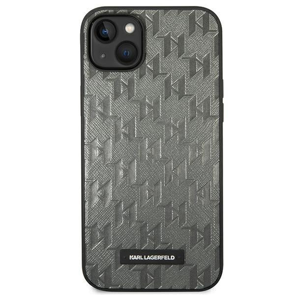Кейс Karl Lagerfeld KLHCP14MSAKLHPG за iPhone 14 Plus 6.7", твърд, сив / сив, Saffiano Mono Metal Logo