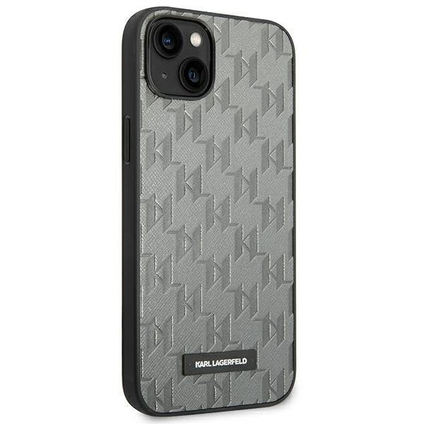 Кейс Karl Lagerfeld KLHCP14MSAKLHPG за iPhone 14 Plus 6.7", твърд, сив / сив, Saffiano Mono Metal Logo