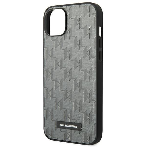 Кейс Karl Lagerfeld KLHCP14MSAKLHPG за iPhone 14 Plus 6.7", твърд, сив / сив, Saffiano Mono Metal Logo