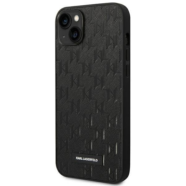 Кейс Karl Lagerfeld KLHCP14MSAKLHPK за iPhone 14 Plus 6.7", твърд, черен / черен, Saffiano Mono Metal Logo