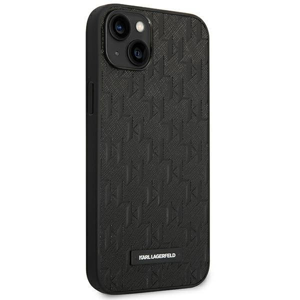 Кейс Karl Lagerfeld KLHCP14MSAKLHPK за iPhone 14 Plus 6.7", твърд, черен / черен, Saffiano Mono Metal Logo