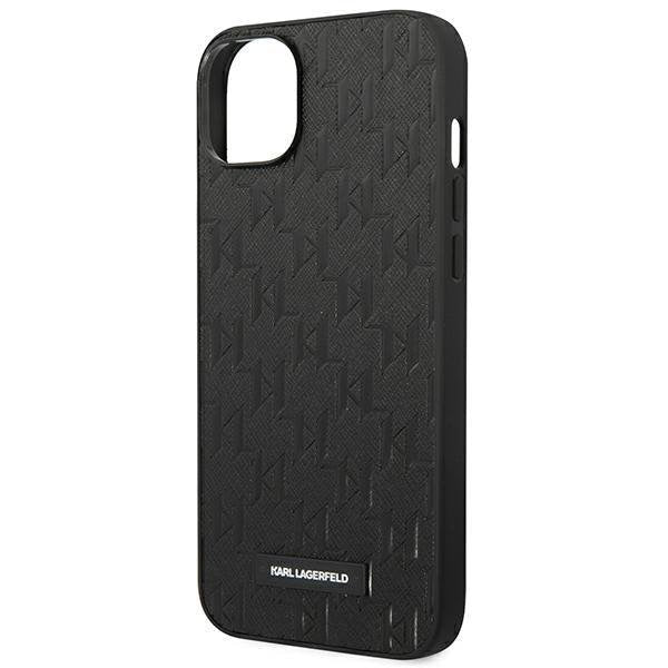 Кейс Karl Lagerfeld KLHCP14MSAKLHPK за iPhone 14 Plus 6.7", твърд, черен / черен, Saffiano Mono Metal Logo