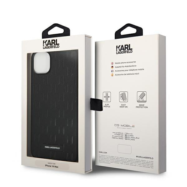Кейс Karl Lagerfeld KLHCP14MSAKLHPK за iPhone 14 Plus 6.7", твърд, черен / черен, Saffiano Mono Metal Logo