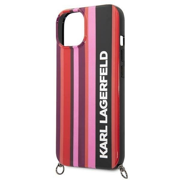 Кейс Karl Lagerfeld KLHCP14MSTSTP за iPhone 14 Plus 6.7", твърд, розов / розов, Color Stripes Strap