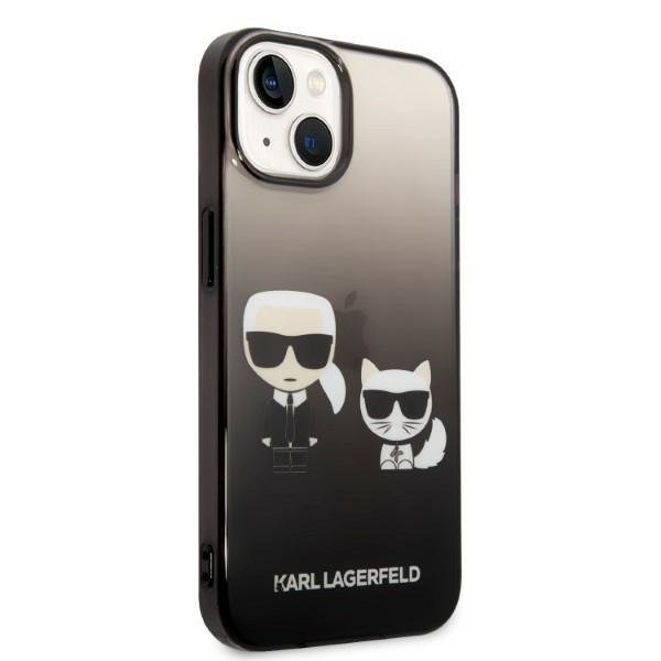 Кейс Karl Lagerfeld KLHCP14MTGKCK за iPhone 14 Plus 6,7", твърд, черен / черен, Gradient Ikonik Karl&Choupette