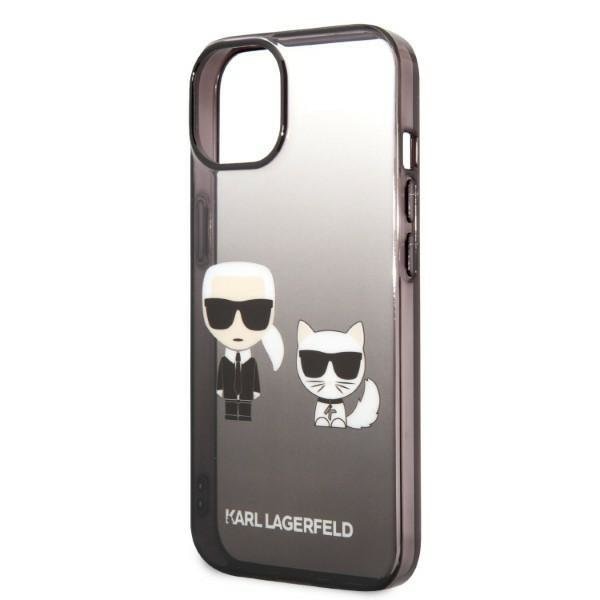 Кейс Karl Lagerfeld KLHCP14MTGKCK за iPhone 14 Plus 6,7", твърд, черен / черен, Gradient Ikonik Karl&Choupette