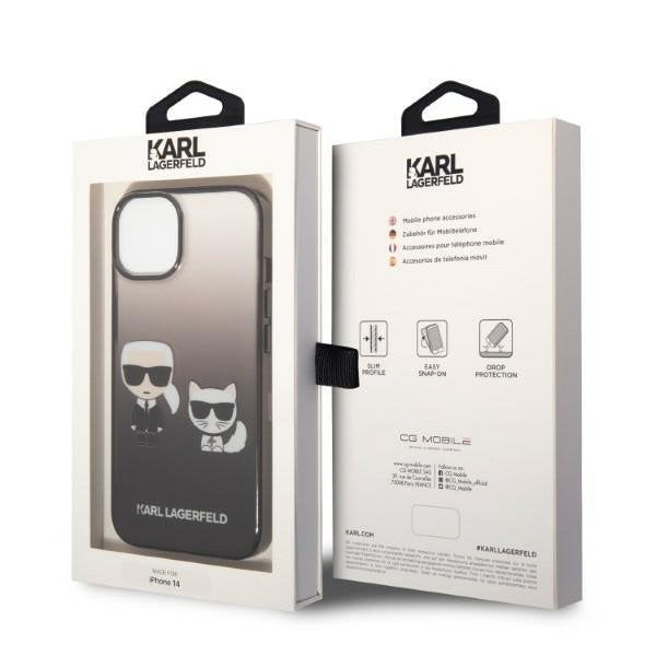 Кейс Karl Lagerfeld KLHCP14MTGKCK за iPhone 14 Plus 6,7", твърд, черен / черен, Gradient Ikonik Karl&Choupette